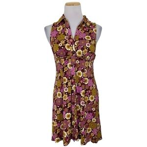 Urban Outfitters Retro Floral Sleeveless Collared Dress Size Small